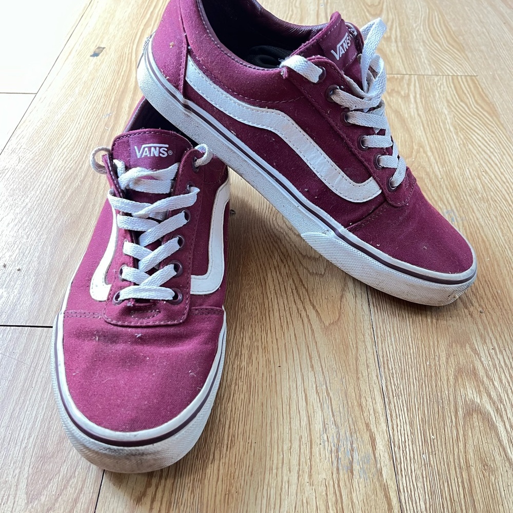 Vans Maroon Sneakers with White Laces